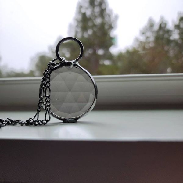 Alternate image for Kaleidoscope Pendant Necklace for Women, Faceted Prism Glass Crystal Jewelry