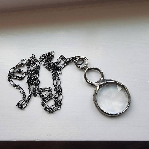 Alternate image for Kaleidoscope Necklace, Long Pendant Chain, Glass Prism Jewelry, Fun Gift for Her
