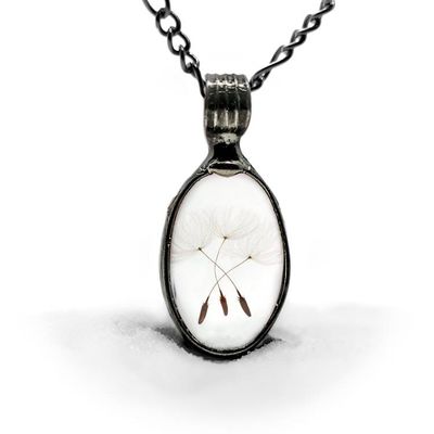 Alternate image for Dandelion Necklace, Wish Necklace for Women, 4 Seed, Handmade Dandelion Seed Pendant
