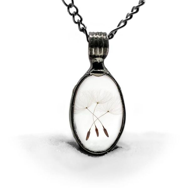 Alternate image for Dandelion Necklace, Wish Necklace for Women, 4 Seed, Handmade Dandelion Seed Pendant
