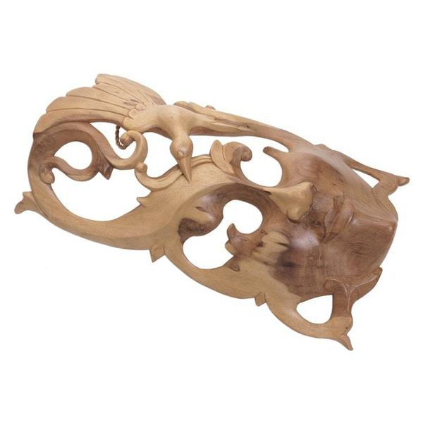 Alternate image for Hand Crafted Balinese Hibiscus Wood Wall Mask Nature Soaring