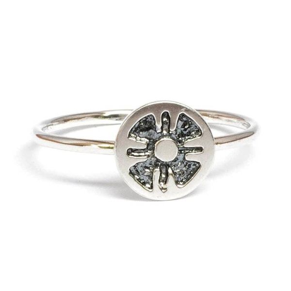 Alternate image for Sterling Silver Signet Ring with Mayan Nikte Glyph Motif Nikte Glyph
