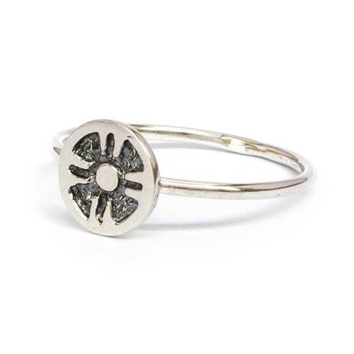 Alternate image for Sterling Silver Signet Ring with Mayan Nikte Glyph Motif Nikte Glyph