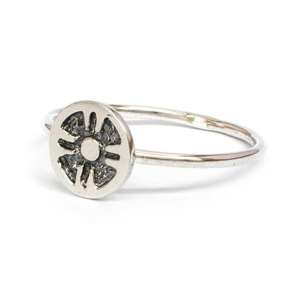 Alternate image for Sterling Silver Signet Ring with Mayan Nikte Glyph Motif Nikte Glyph
