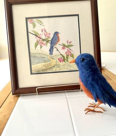 Alternate image for Needle Felted blue bird Belle Skye