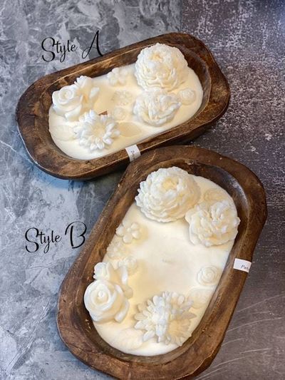 Alternate image for Artisanal Floral Dough Bowl Candle with Hand-Carved Wax Blossoms