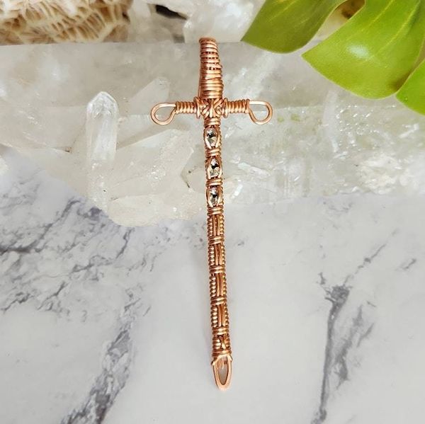 Alternate image for Crystal Sword Copper Wire Wrapped Pendant