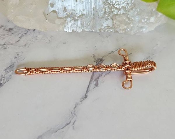 Alternate image for Crystal Sword Copper Wire Wrapped Pendant