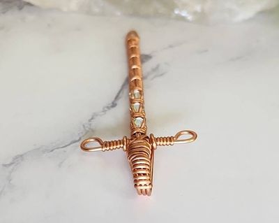 Alternate image for Crystal Sword Copper Wire Wrapped Pendant