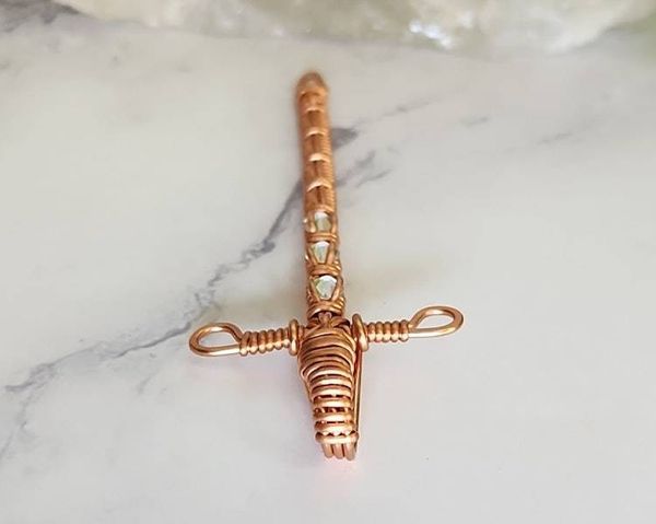 Alternate image for Crystal Sword Copper Wire Wrapped Pendant