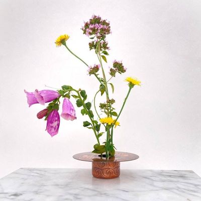 Primary image for Swimming Koi Themed Copper Ikebana Vase