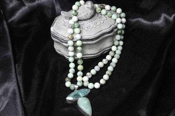 Alternate image for Australian Chrysoprase and Green Opal Statement Necklace