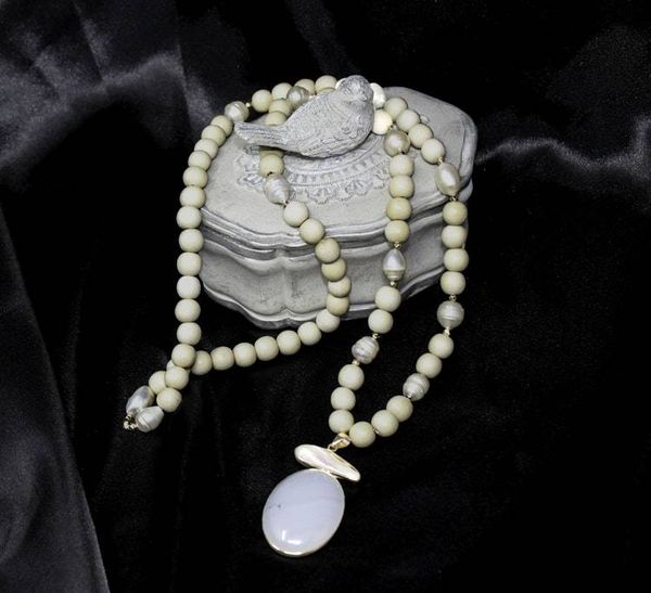 Alternate image for Coastal Wood and Pearl Statement Necklace