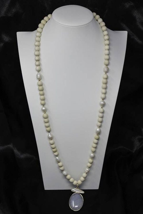 Alternate image for Coastal Wood and Pearl Statement Necklace
