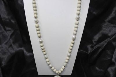 Alternate image for Coastal Wood and Pearl Statement Necklace