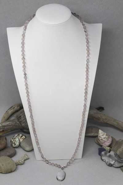 Alternate image for Madagascar Rose Quartz and Moonstone Statement Necklace