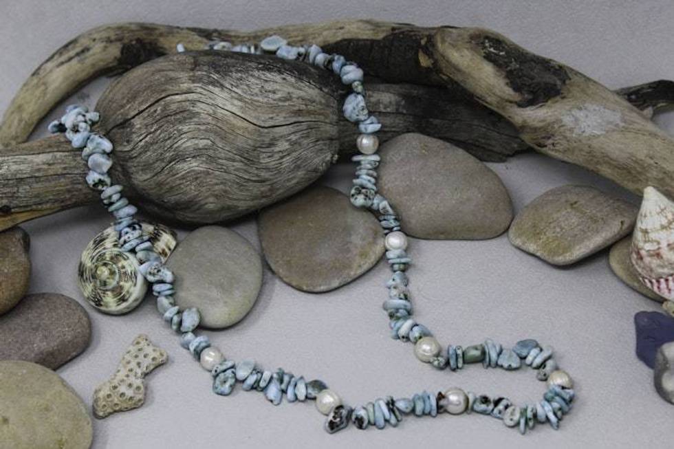 Larimar and Pearl Statement Necklace