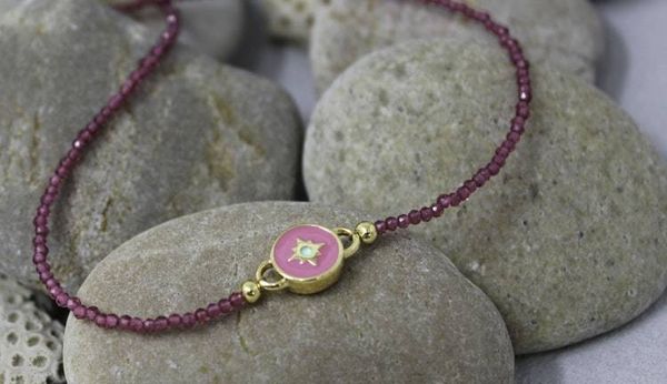 Alternate image for Pink Tourmaline Enamel Northern Star Necklace