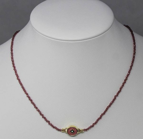 Alternate image for Pink Tourmaline Enamel Northern Star Necklace