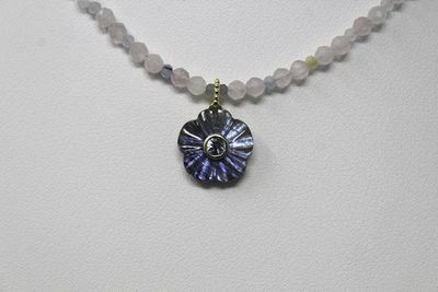 Alternate image for Beryl and Carved Labradorite Aquamarine Inlayed Flower Necklace
