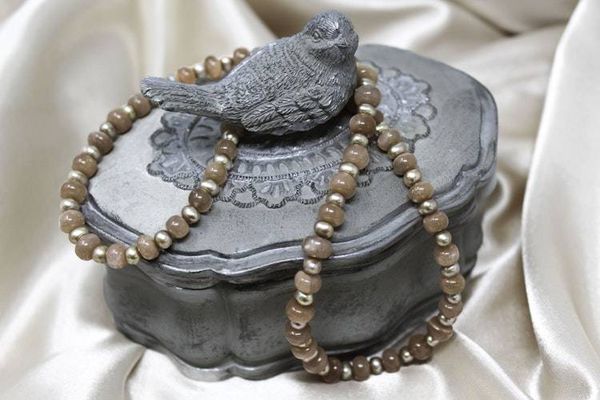 Alternate image for Peach Moonstone and Blush Freshwater Pearl Necklace