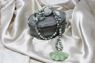 Primary image for Harmony Jasper and Peruvian Opal Ginkgo Statement Necklace