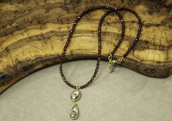 Alternate image for Faceted Garnet and Prasiolite Inlayed Necklace