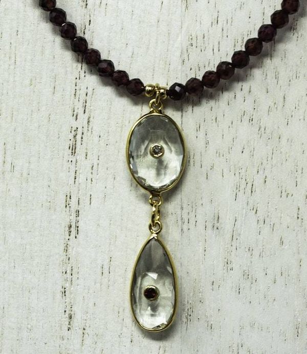 Alternate image for Faceted Garnet and Prasiolite Inlayed Necklace