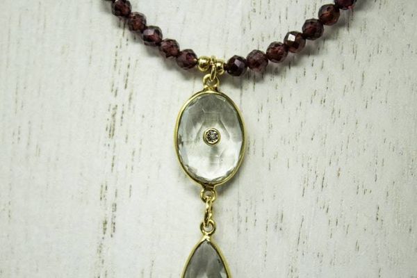 Alternate image for Faceted Garnet and Prasiolite Inlayed Necklace