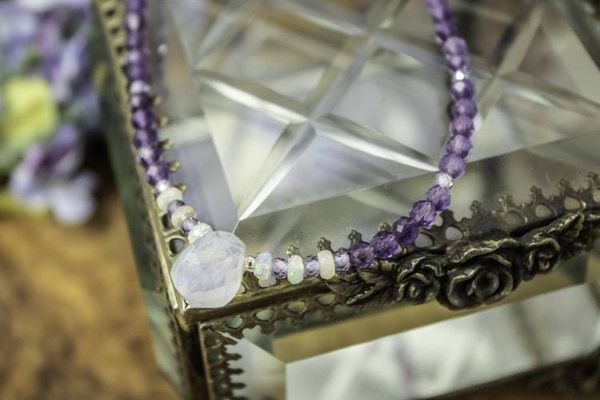 Alternate image for Amethyst, Ethiopian Opal and Brazilian Lavender Quarts Necklace