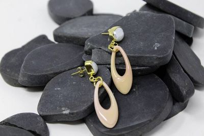 Alternate image for Pink Queen Conch and Freshwater Pearl Earrings