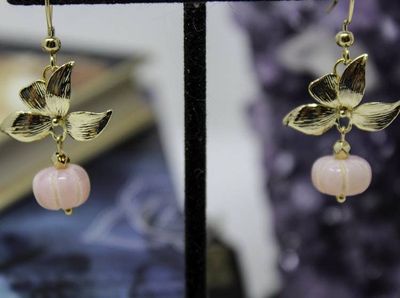 Alternate image for Floral Pink Peruvian Opal Earrings