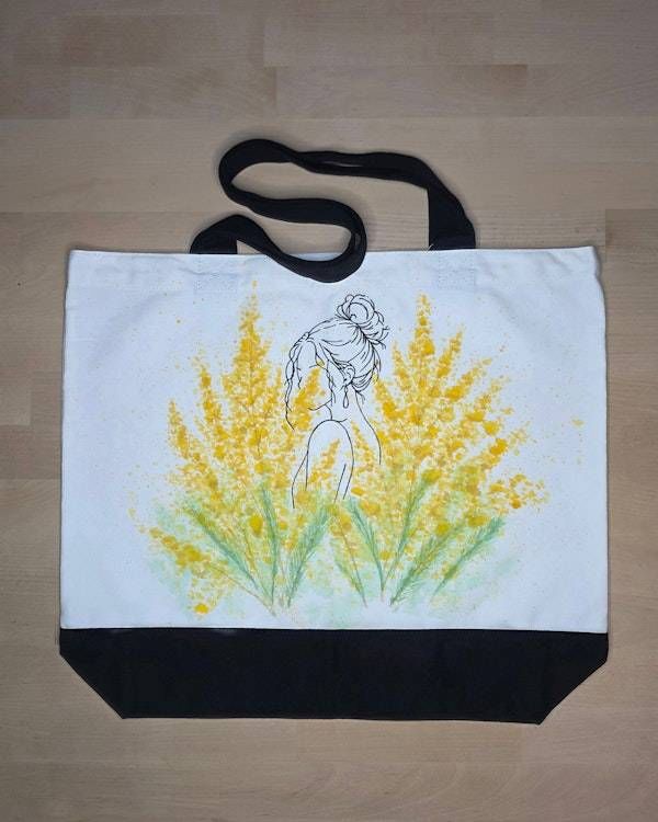 Alternate image for Golden Stillness — Hand-Painted Canvas Tote