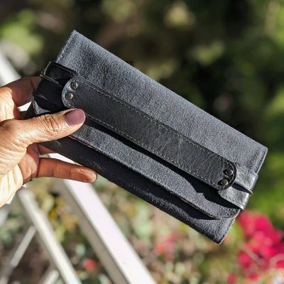 Primary image for Black Canvas Wallet, Faux Leather Details, Cork Lining - My Simple Wallet2
