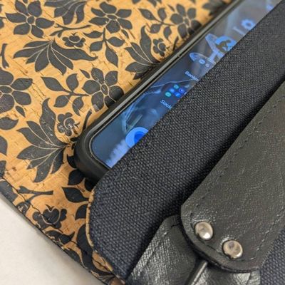Alternate image for Black Canvas Wallet, Faux Leather Details, Cork Lining - My Simple Wallet2
