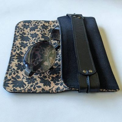 Alternate image for Black Canvas Wallet, Faux Leather Details, Cork Lining - My Simple Wallet2