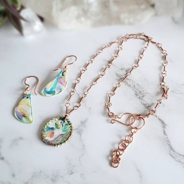 Alternate image for Polymer Clay and Copper Wire Wrapped Jewelry Set