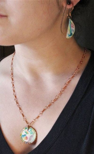 Alternate image for Polymer Clay and Copper Wire Wrapped Jewelry Set