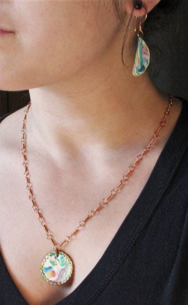 Alternate image for Polymer Clay and Copper Wire Wrapped Jewelry Set