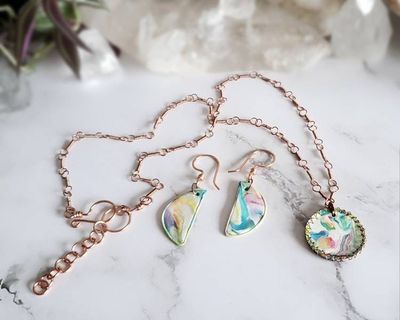Alternate image for Polymer Clay and Copper Wire Wrapped Jewelry Set