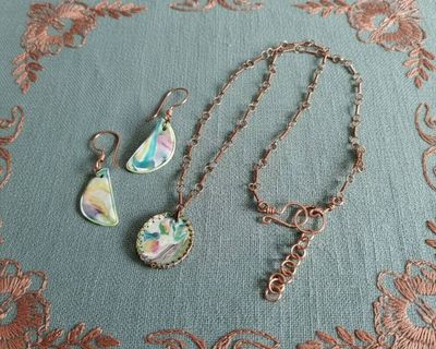 Alternate image for Polymer Clay and Copper Wire Wrapped Jewelry Set