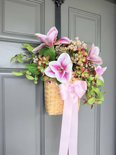 Alternate image for Pink Magnolia Door Hanging Basket Arrangement