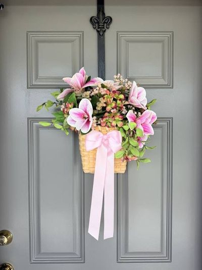 Alternate image for Pink Magnolia Door Hanging Basket Arrangement