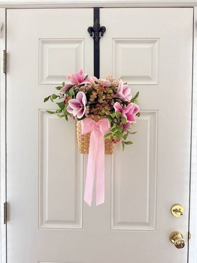 Alternate image for Pink Magnolia Door Hanging Basket Arrangement