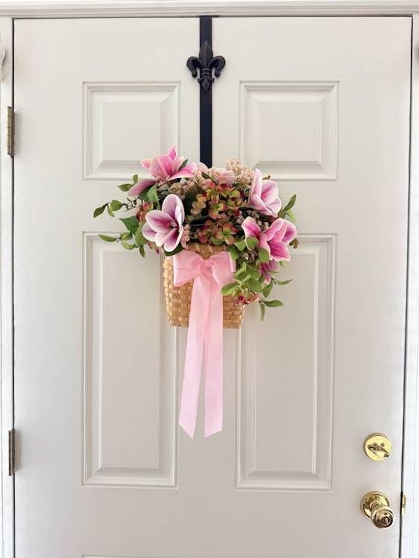 Alternate image for Pink Magnolia Door Hanging Basket Arrangement