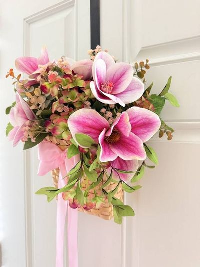 Alternate image for Pink Magnolia Door Hanging Basket Arrangement