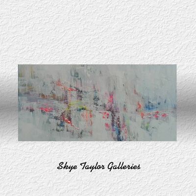 Alternate image for Pursuing Independence – Extra Wide 48 x 24 Squeegee Abstract Panoramic Canvas Painting by Skye Taylor (Gerhard Richter Style)