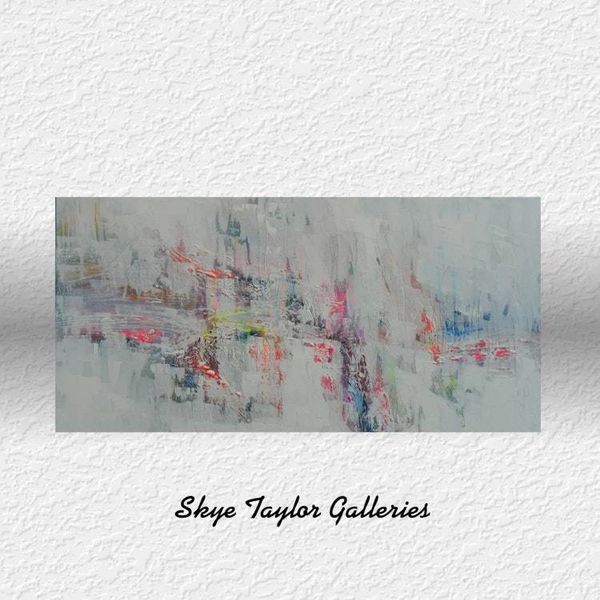 Alternate image for Pursuing Independence – Extra Wide 48 x 24 Squeegee Abstract Panoramic Canvas Painting by Skye Taylor (Gerhard Richter Style)