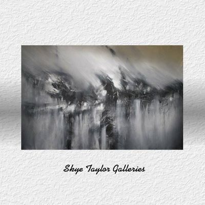 Alternate image for Eclipsed Reverie – Oversized Unstretched Original 72 x 46 Monochromatic Abstract Canvas Painting by Skye Taylor