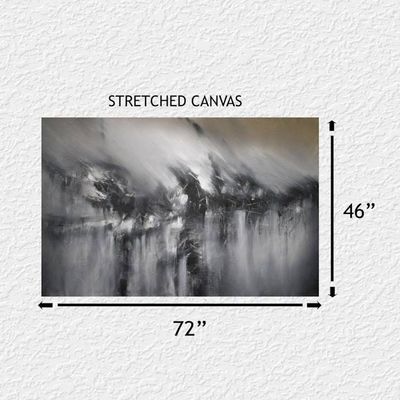 Alternate image for Eclipsed Reverie – Oversized Unstretched Original 72 x 46 Monochromatic Abstract Canvas Painting by Skye Taylor